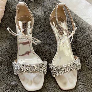 White jewel Badgley Mischka Wedding Heels